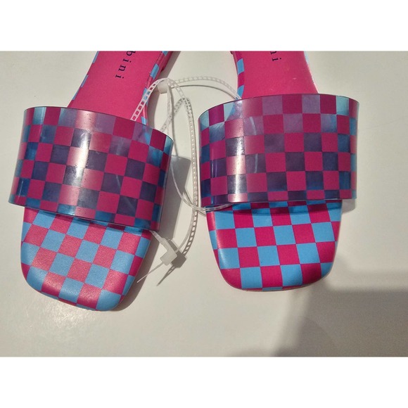 Cobitwo Checkred Banded Square Toe Pink& Purple Sandals - Picture 2 of 11